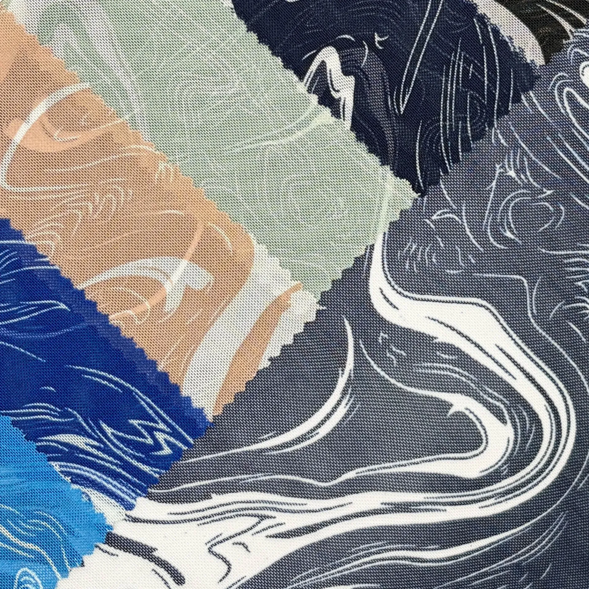 Swirls Mesh (Navy/White)